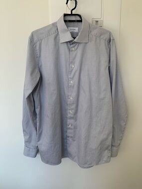 Eton 💯 cotton size 42-16 ½ Light Blue Micro-Check Men's Dress Shirt